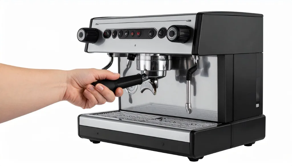 Locking portafilter with cleaning disc into grouphead