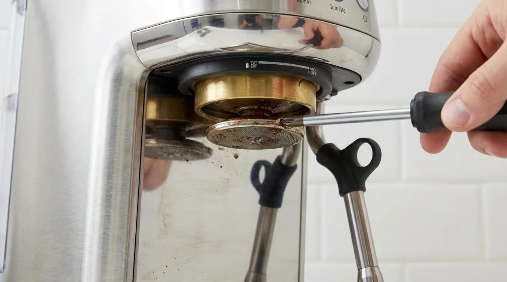 Removing the shower screen from a Breville grouphead with a screwdriver