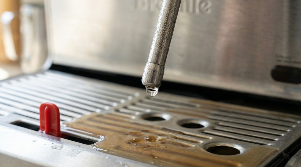 Steam wand dripping water into the drip tray