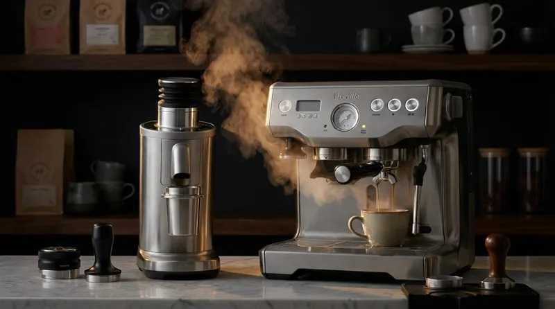 Breville Dual Boiler with grinder setup