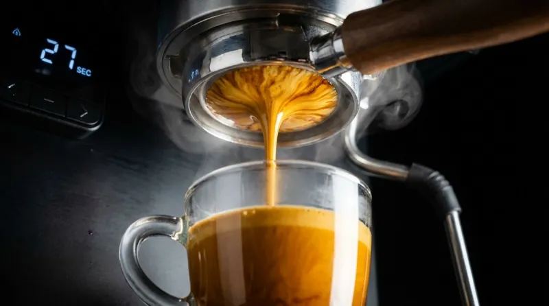 Perfect espresso shot at 27 seconds