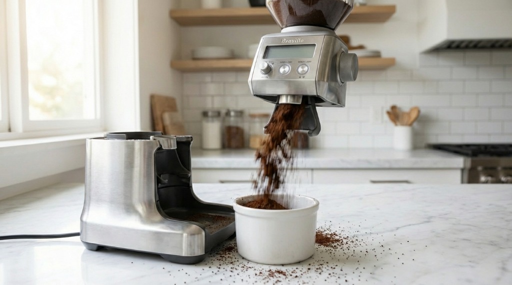 Breville Grinder Purging into Waste Container