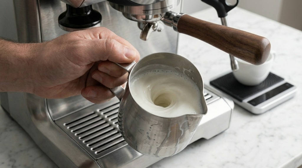 Swirling Milk in Pitcher