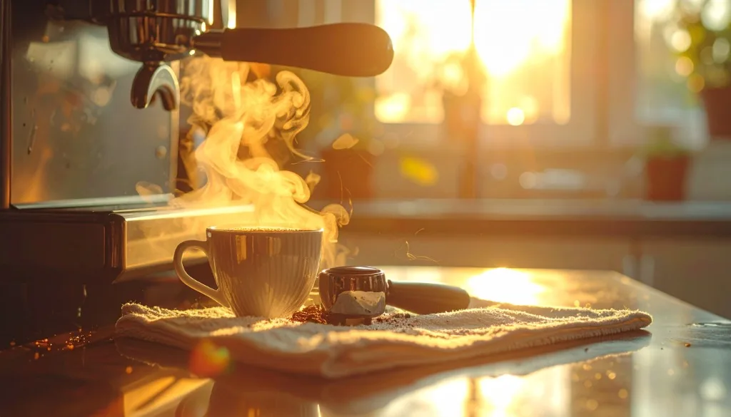 Morning coffee routine with quick daily maintenance