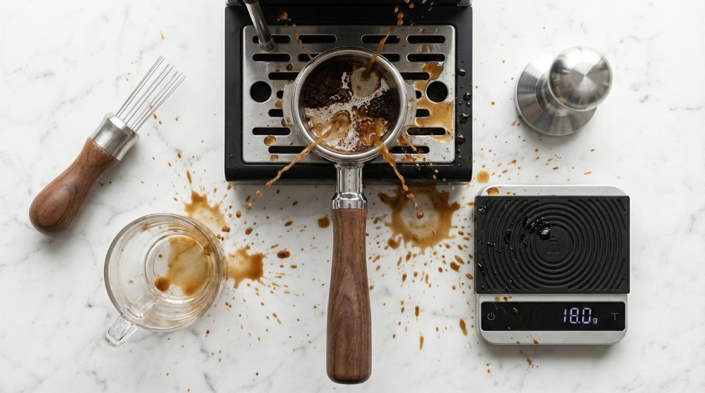 Bottomless Portafilter Channeling Mess