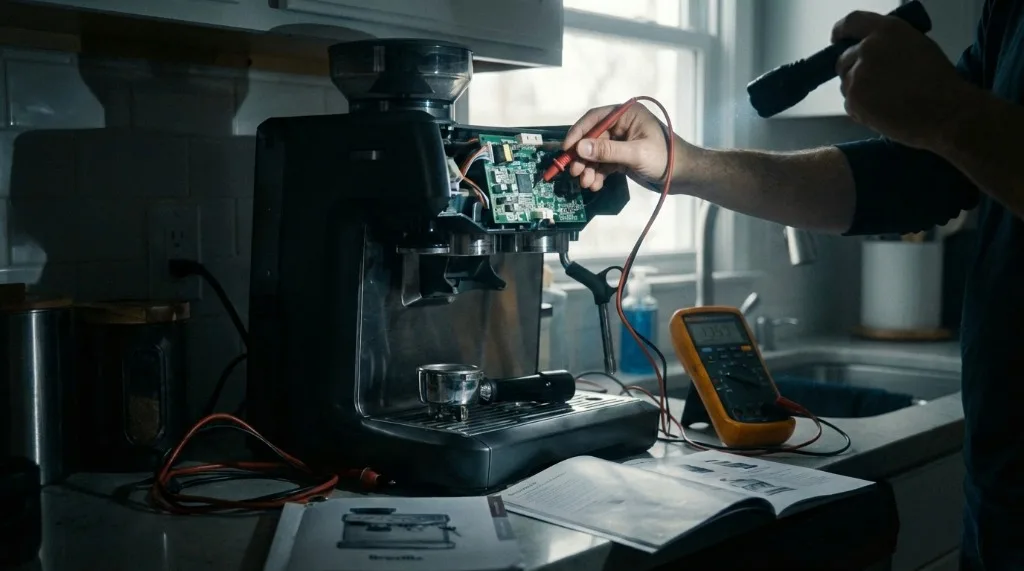 Using a multimeter to diagnose an internal power fault