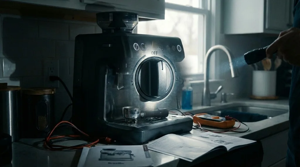 Checking if the steam dial is in the off position