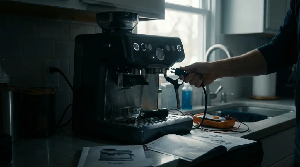 Unplugging the machine to perform a hard reset